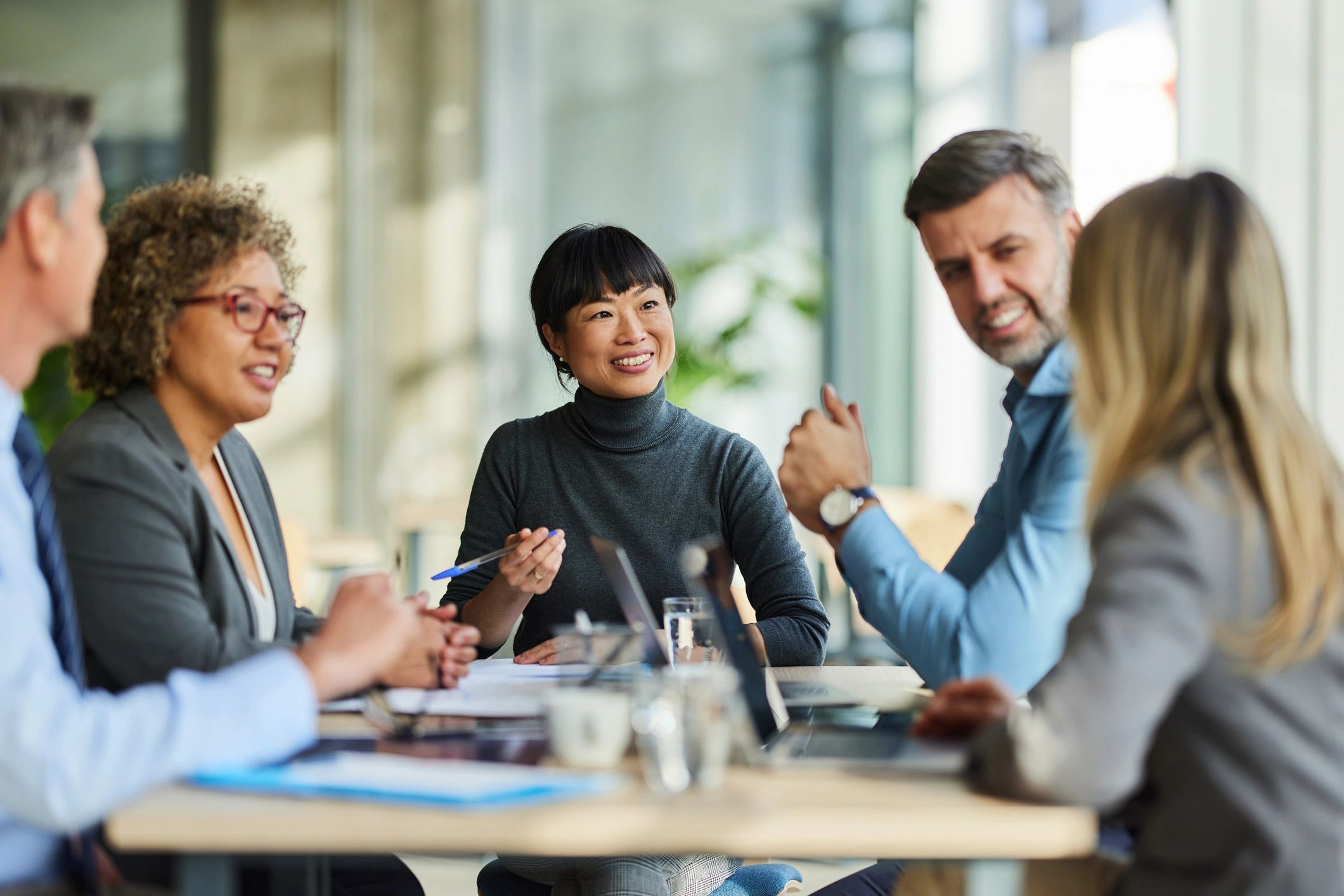 Multiracial business team in office meeting